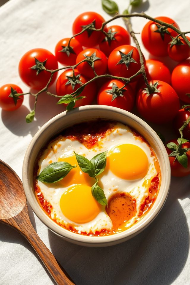 baked eggs with tomatoes