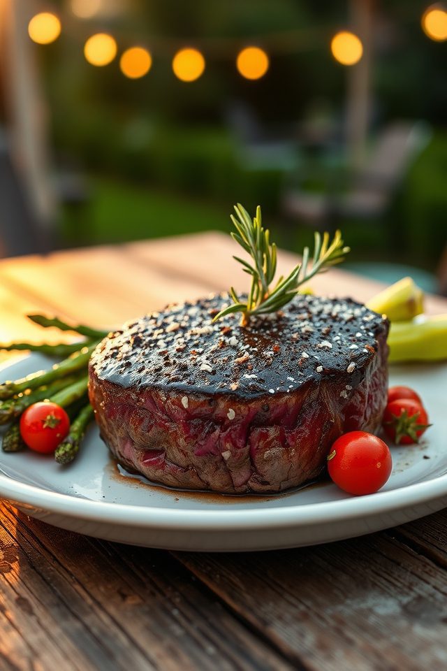 luxurious pepper crusted filet mignon