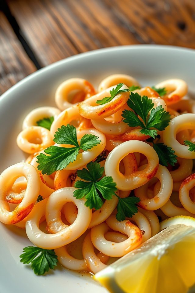 saut ed squid with garlic