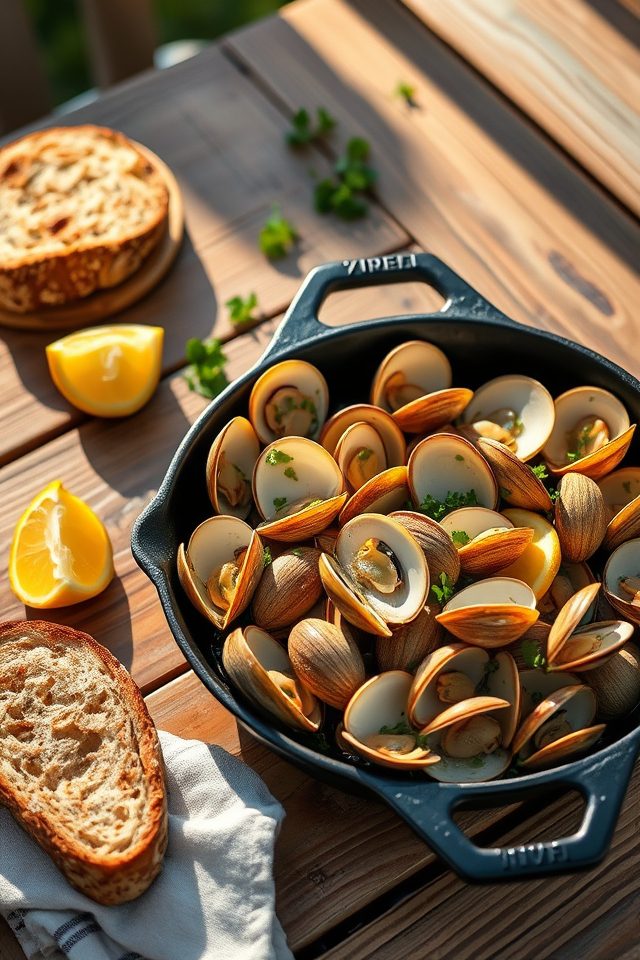 skillet clams with garlic