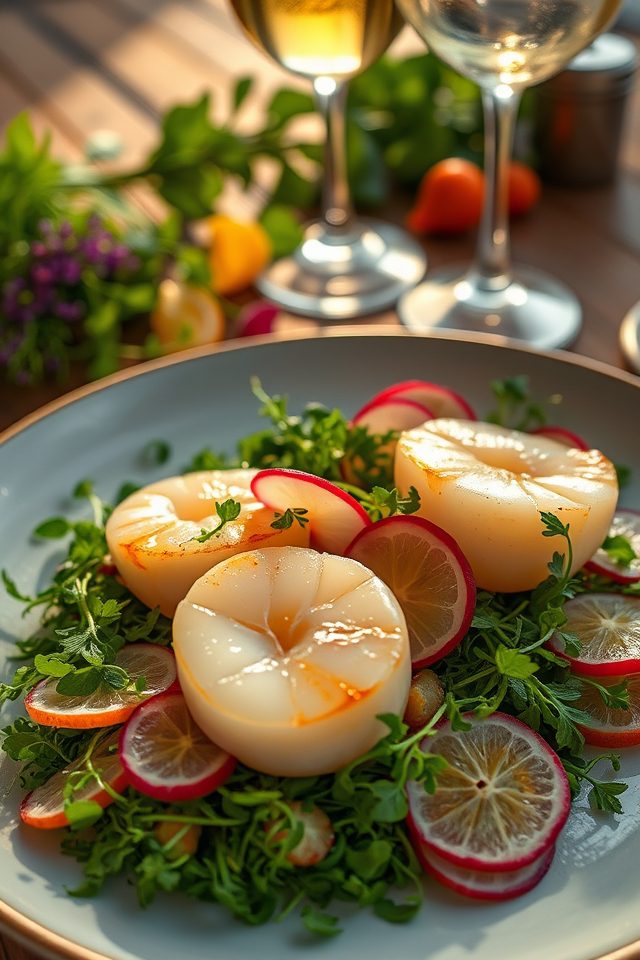 sliced scallops with citrus